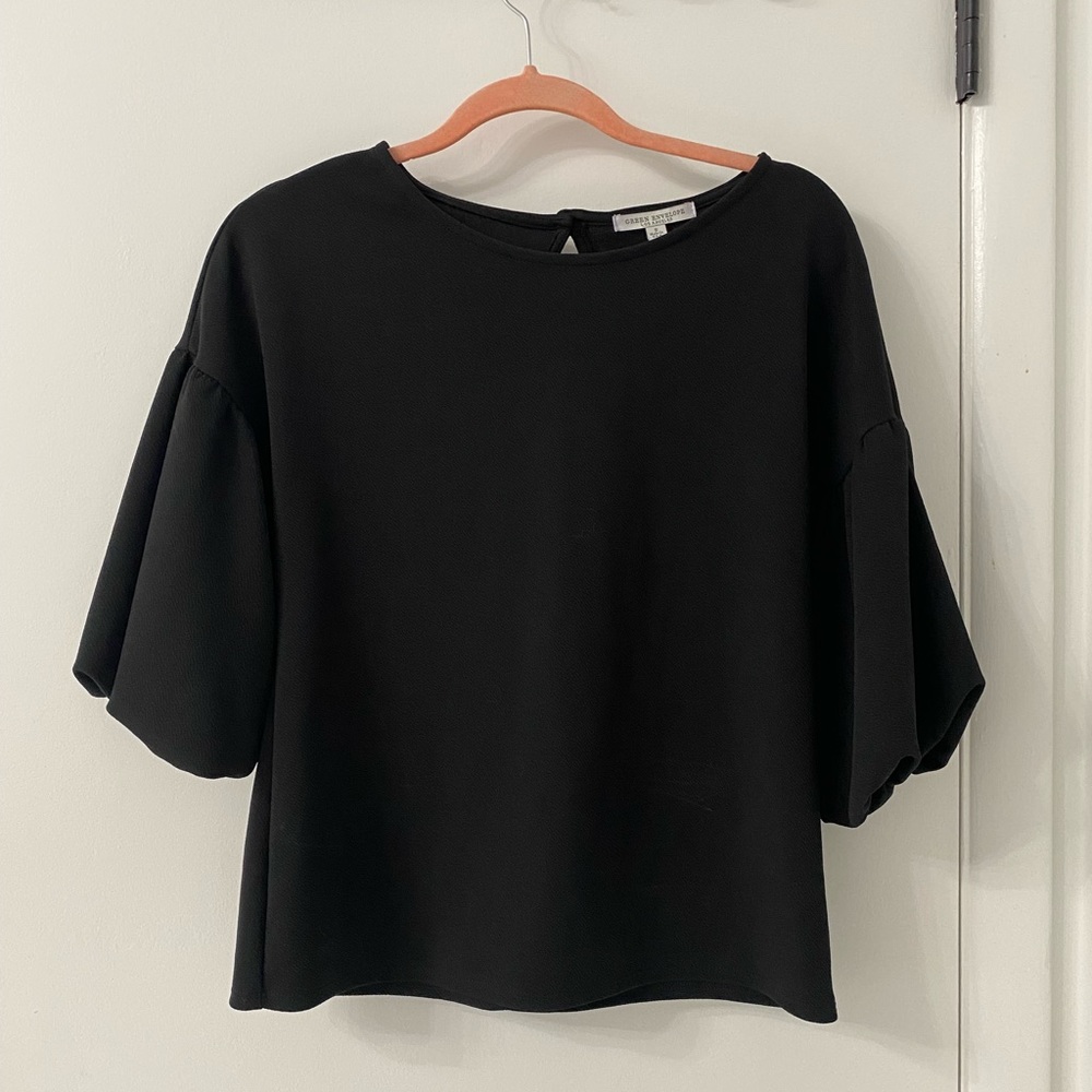 Black top with statement bubble sleeves